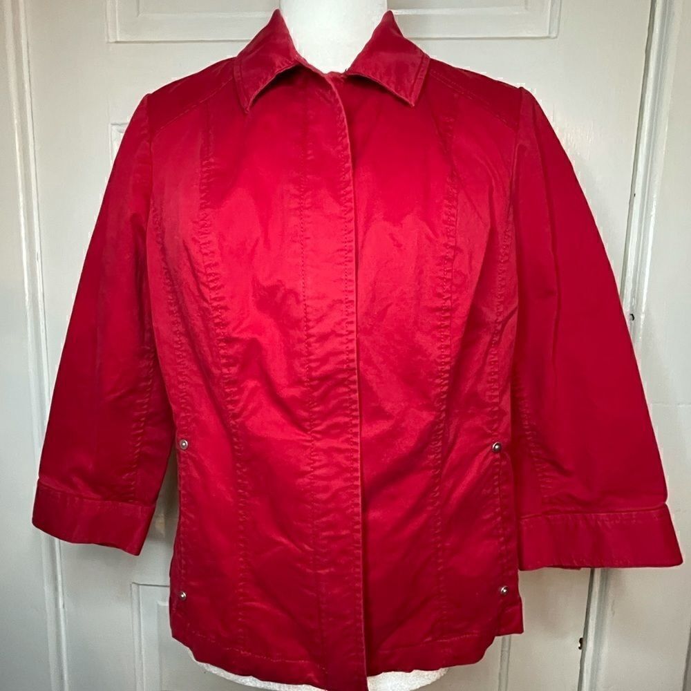Chico’s Red Zip Up Jacket w/ 3/4 Length Sleeves